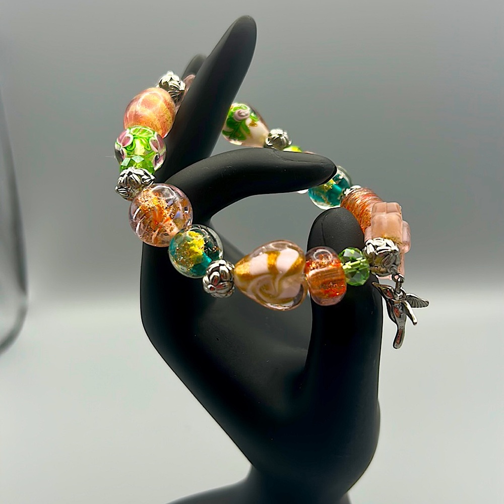 Bracelet with Murano-style glass beads inspired by Lena Liu art.